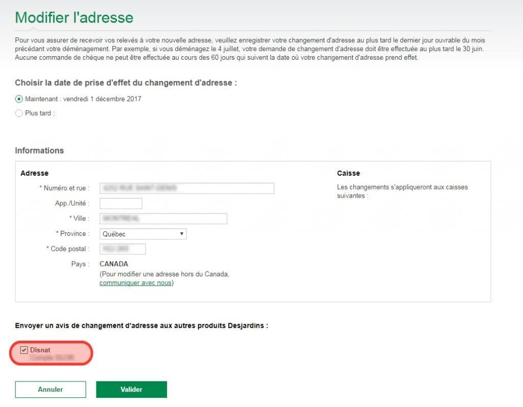 Address change Disnat