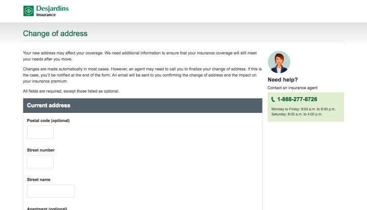 address change Desjardins step 7