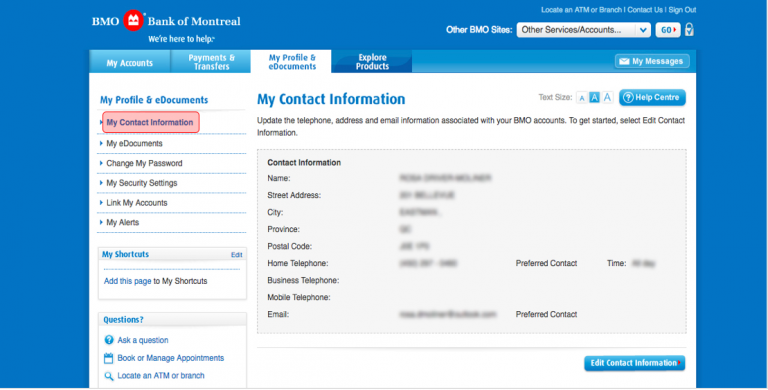 how to change billing address bmo