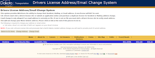 DMV North Dakota Change of Address Online