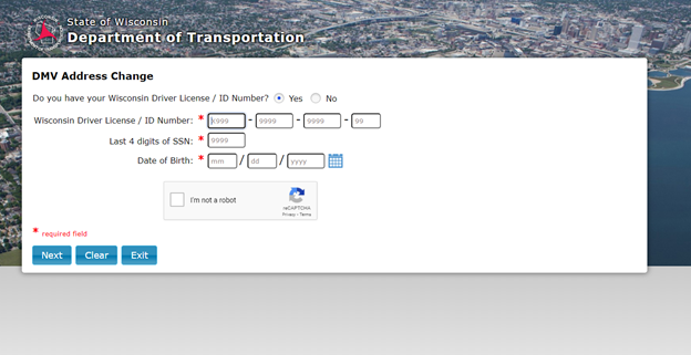 Wisconsin DMV change of Address - Homepage