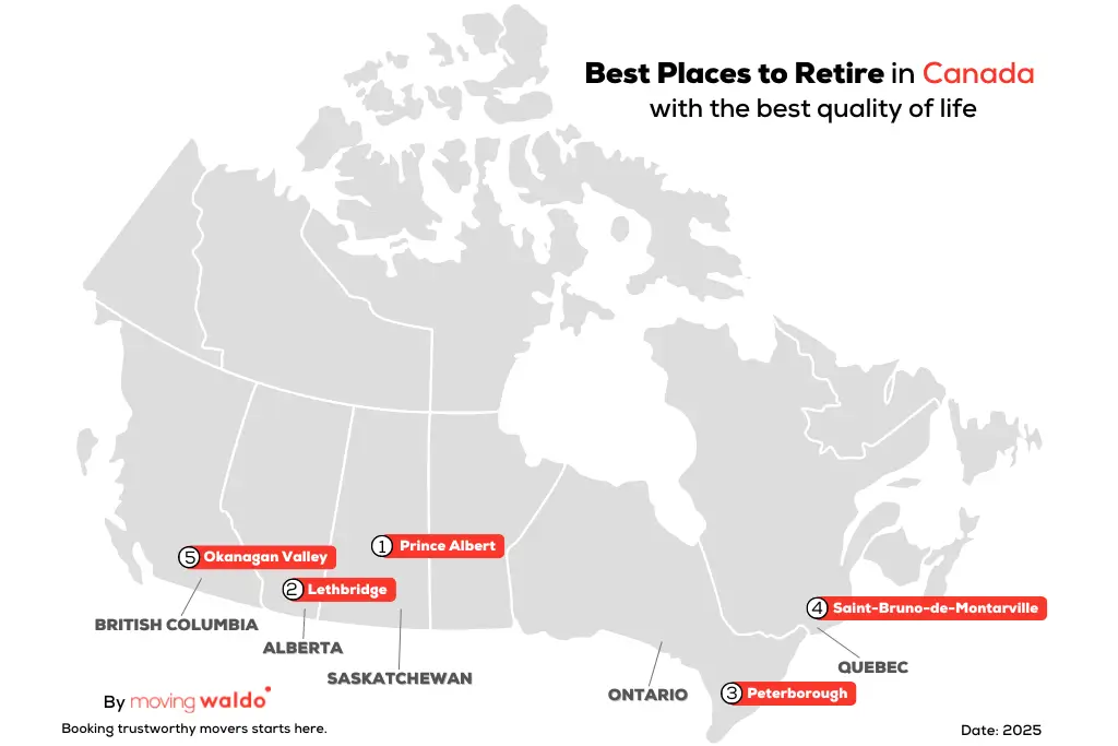 Best places to retire in Canada Infographic Map 2025