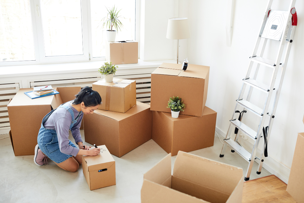 labelling boxes and packing