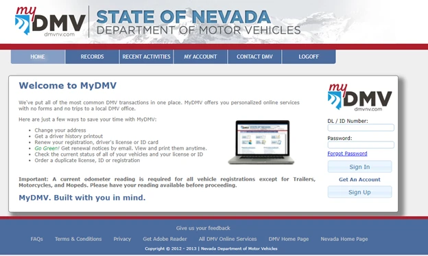 DMV Nevada - Change of Address