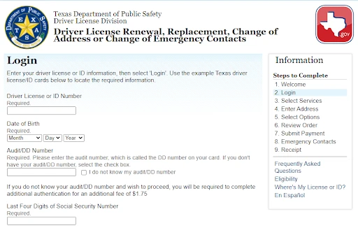 DMV Change of Address, Texas, United States